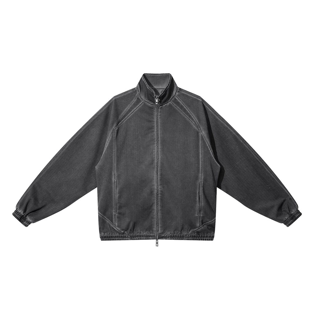 Unisex Vintage Wash Full Zip Mesh Jacket