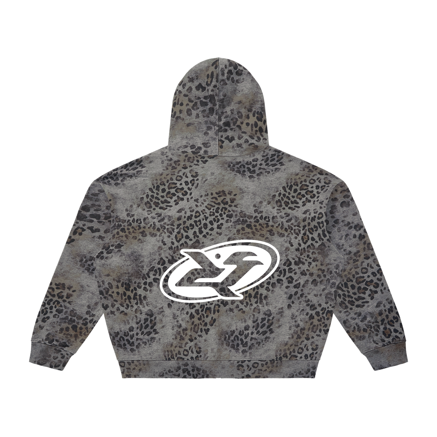 Unisex Vintage Wash Leopard Full Zip Hoodie